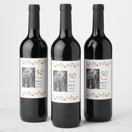 50周年記念ハッピーカップル名を追加する日付weddin ワインラベル (ボトル)
