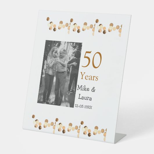 50周年記念ハッピーカップル名を追加する日付weddin 台座サイン (正面)