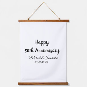 50周年記念ハッピーカップル名を追加する日付weddin 吊り下げ型タペストリー