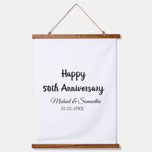 50周年記念ハッピーカップル名を追加する日付weddin 吊り下げ型タペストリー (正面)