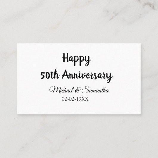 50周年記念ハッピーカップル名を追加する日付weddin 名刺 (裏面)