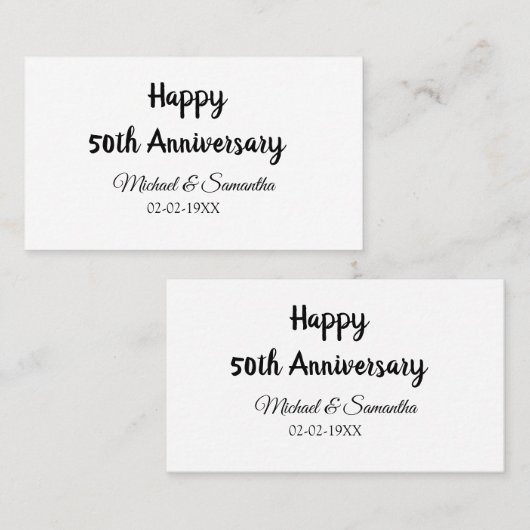 50周年記念ハッピーカップル名を追加する日付weddin 名刺 (正面/裏面)