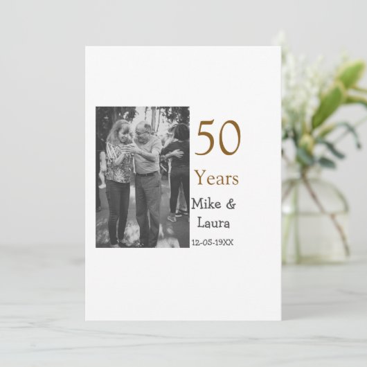 50周年記念ハッピーカップル名を追加する日付weddin 招待状 (スタンド正面)