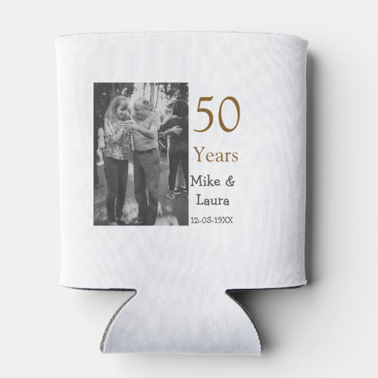 50周年記念ハッピーカップル名を追加する日付weddin 缶クーラー (裏面)