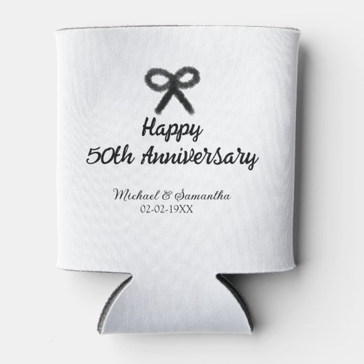 50周年記念ハッピーカップル名を追加する日付weddin 缶クーラー (正面)