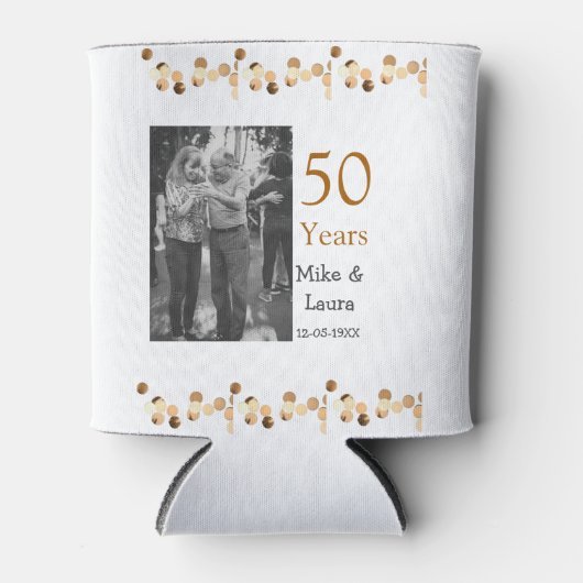 50周年記念ハッピーカップル名を追加する日付weddin 缶クーラー (正面)