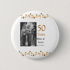 50周年記念ハッピーカップル名を追加する日付weddin 缶バッジ