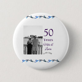 50周年記念ハッピーカップル名を追加する日付weddin 缶バッジ