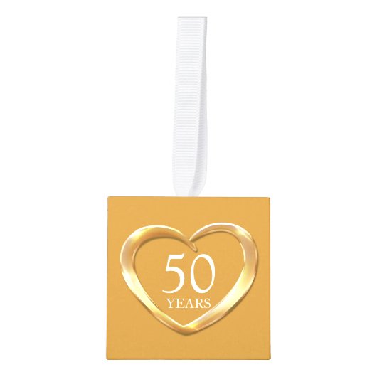 50周年記念ハートの写真 キューブオーナメント (正面)