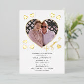 50周年記念ハートフォトフレームフォイル招待状 箔招待状 (立ち正面)