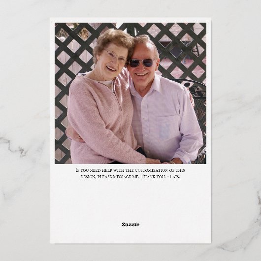 50周年記念ハートフォトフレームフォイル招待状 箔招待状 (裏面)