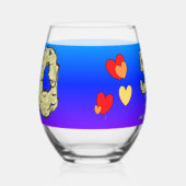 50周年記念ハートブルーパープルワイングラス ステムなしワイングラス (左)