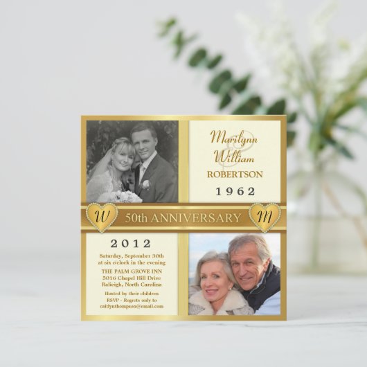 50周年記念ハート写真招待状 招待状 (スタンド正面)