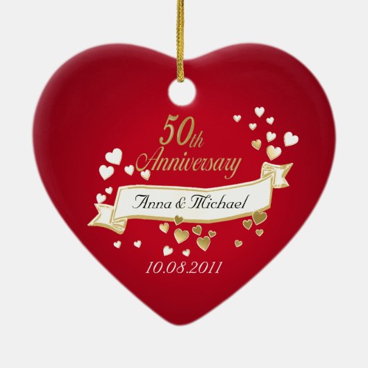 50周年記念ハート写真記念 セラミックオーナメント (裏面)