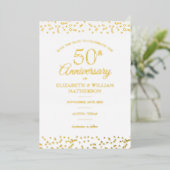 50周年記念ハート型ゴールドの大切なお知らせ 箔招待状 (立ち正面)