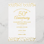 50周年記念ハート日付金ゴールドの保存 箔招待状 (正面)