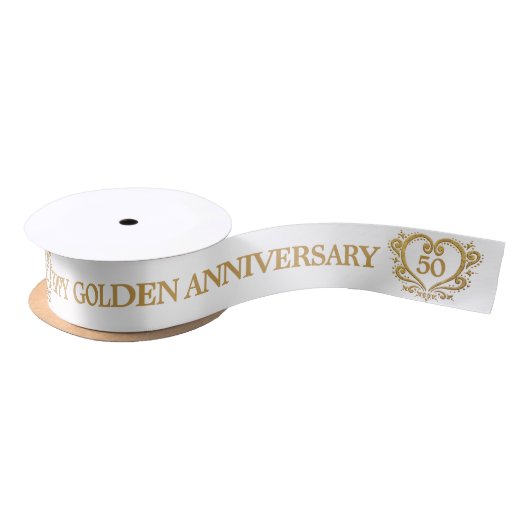 50周年記念ハート·ホワ結婚イト サテンリボン (リール)
