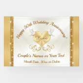 50周年記念バナーゴールデンパーソナライズされた 横断幕 (横)