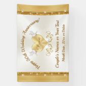 50周年記念バナーゴールデンパーソナライズされた 横断幕 (縦)