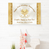 50周年記念バナーゴールデンパーソナライズされた 横断幕 (インサイチュ)