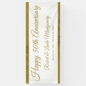 50周年記念バナー、金ゴールド、ホワイト 横断幕 (縦)