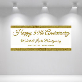 50周年記念バナー、金ゴールド、ホワイト 横断幕