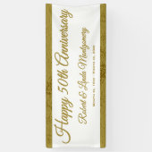 50周年記念バナー、金ゴールド、ホワイト 横断幕 (縦)