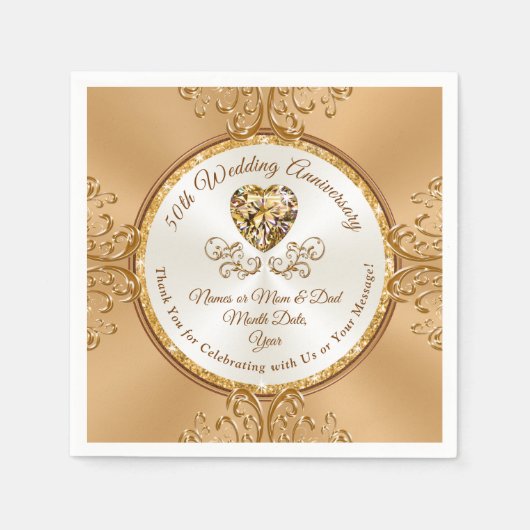 50周年記念パーソナライズされたカクテルナプキンス スタンダードカクテルナプキン (正面)