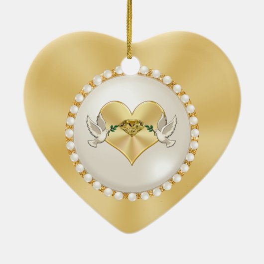 50周年記念パーソナライズされたクリスマスオーナメント セラミックオーナメント (裏面)