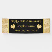 50周年記念パーソナライズされたバナー、ブラック、金ゴールド 横断幕 (横)