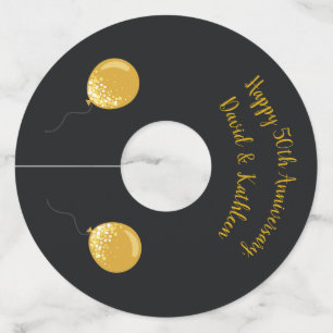 50周年記念パーソナライズされたワイングラスラベル ワイングラスタグ