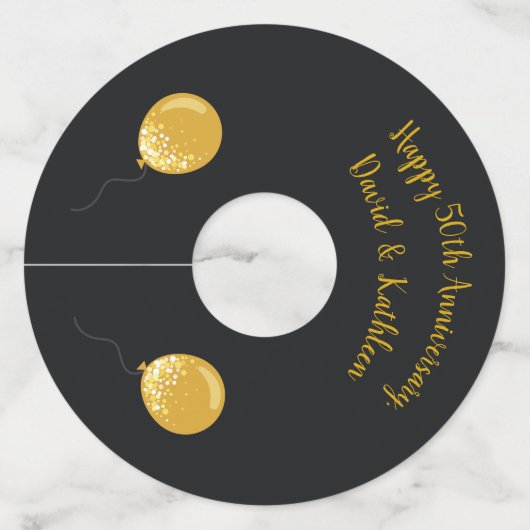 50周年記念パーソナライズされたワイングラスラベル ワイングラスタグ (正面)