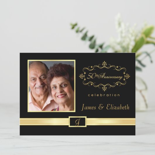 50周年記念パーソナライズされた写真招待状 招待状 (スタンド正面)