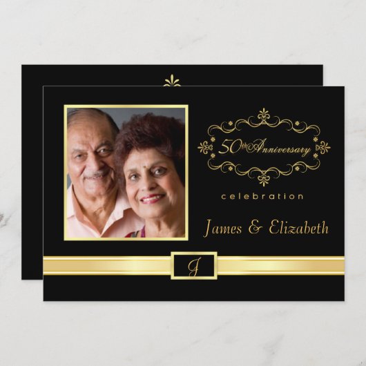 50周年記念パーソナライズされた写真招待状 招待状 (正面/裏面)