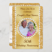 50周年記念パーソナライズされた写真招待状 招待状 (正面/裏面)
