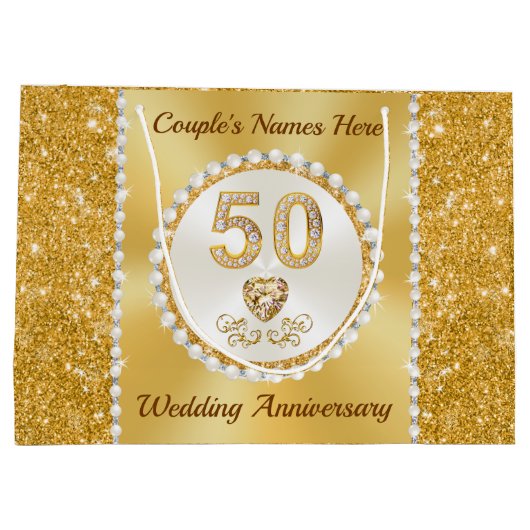 50周年記念パーソナライズされた抱き枕、4サイズ ラージペーパーバッグ (裏面)