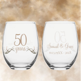 50周年記念パーソナライズされた記念ギフトカスタムプレゼント ステムなしワイングラス