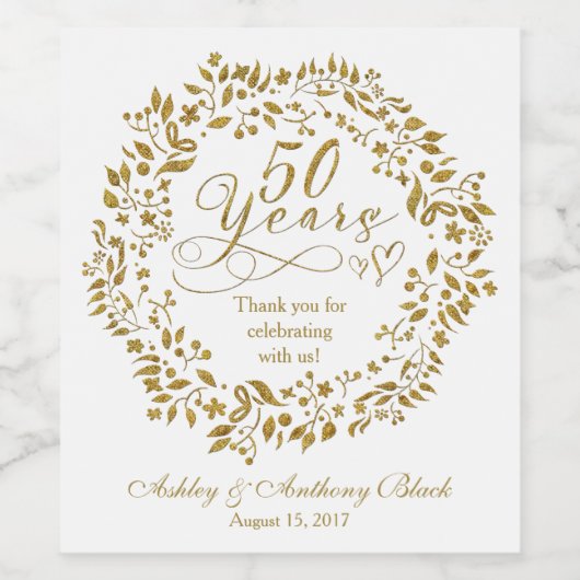 50周年記念パーソナライズされた ワインラベル (シングルラベル)