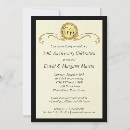 50周年記念パーティの招待状ヴィンテージ旋回 招待状 (裏面)