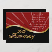 50周年記念パーティの招待状金ゴールドレッドブラック 招待状 (正面/裏面)