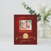 50周年記念パーティの招待状-エレガント赤 招待状 (スタンド正面)