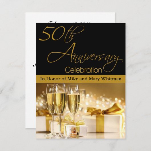 50周年記念パーティの招待状 招待状 (正面/裏面)