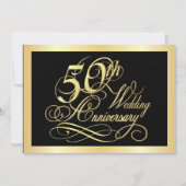 50周年記念パーティの招待状-金ゴールドとブラック 招待状 (正面)