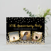 50周年記念パーティーのコンフェッティ写真コラージュ 箔招待状 (立ち正面)
