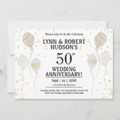 50周年記念パーティーエレガント金ゴールド 招待状 (正面)