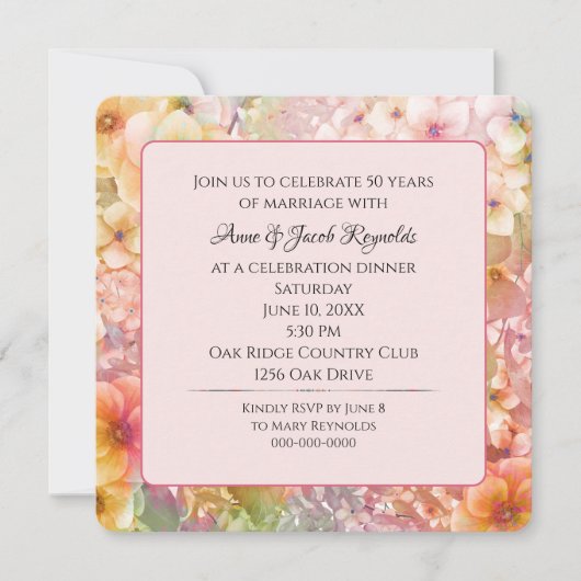 50周年記念パーティーコスモスフローラ園 招待状 (正面)