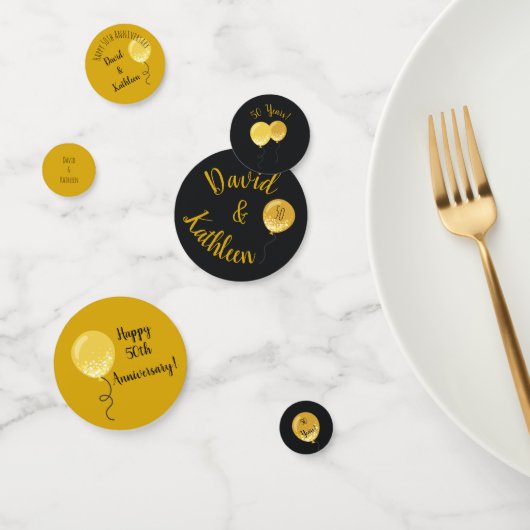 50周年記念パーティーゴールデンバルーン紙吹雪 コンフェッティ (グループ)