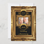 50周年記念パーティーゴールデンフレームフォト 招待状 (正面)