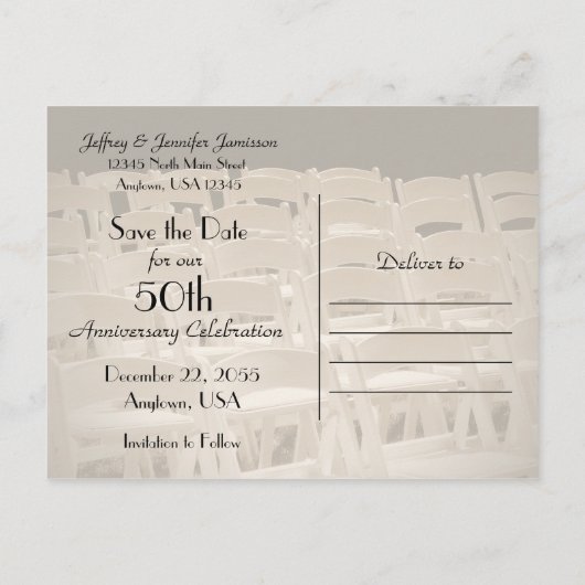 50周年記念パーティーセピアチェアを保存 案内ポストカード (裏面)