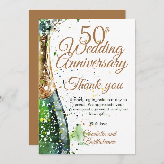 50周年記念パーティーバブルボトル サンキューカード (正面/裏面)